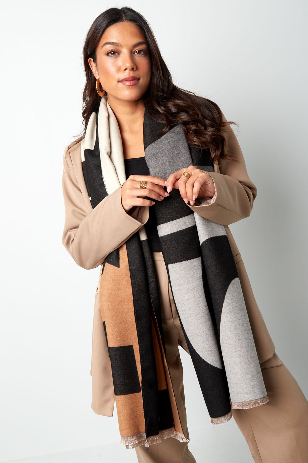 Scarf with Paris print - green orange h5Picture2